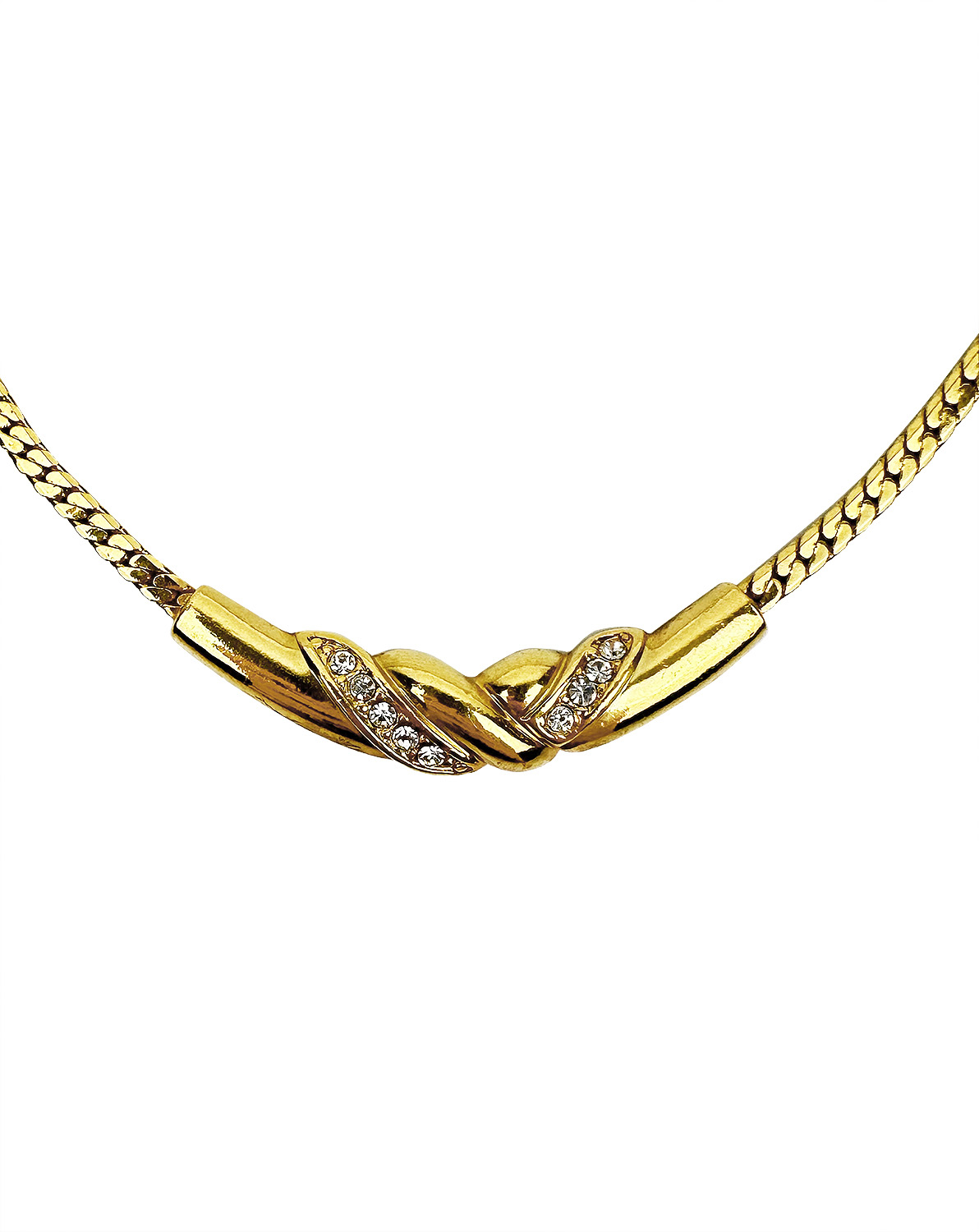 Золотистое колье с кристаллами